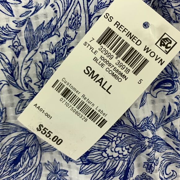 Tasso Elba Mens Linares Printed Short Sleeve Button Down Shirt Blue S - Picture 3 of 4